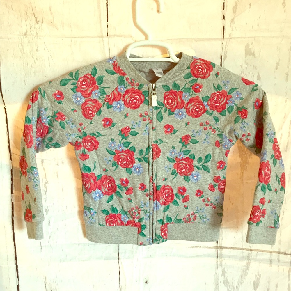 Girls Carter’s floral quilted full zip jacket sz 6
